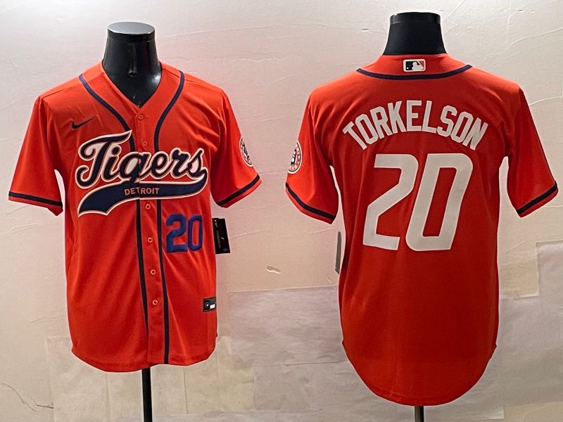 Men Detroit Tigers #20 Torkelson Orange Joint Name Game 2025 Nike MLB Jersey style 2